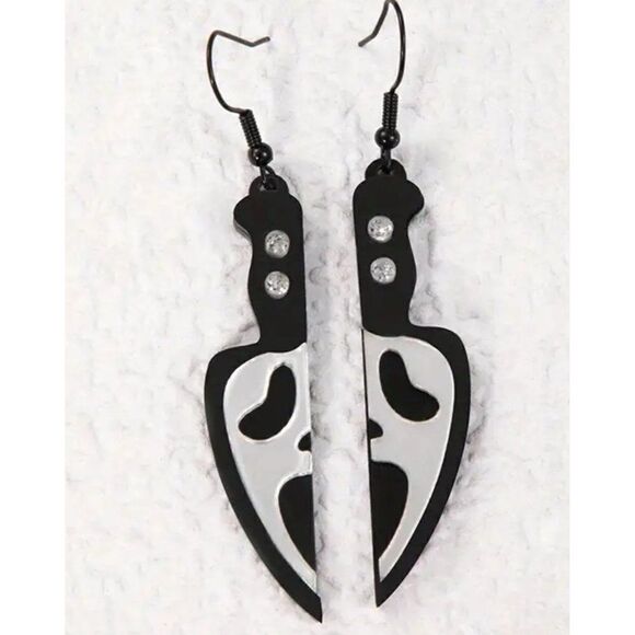 New! Scream Ghost Face Knife Dangle Earrings Jewelry Horror! - Picture 5 of 5